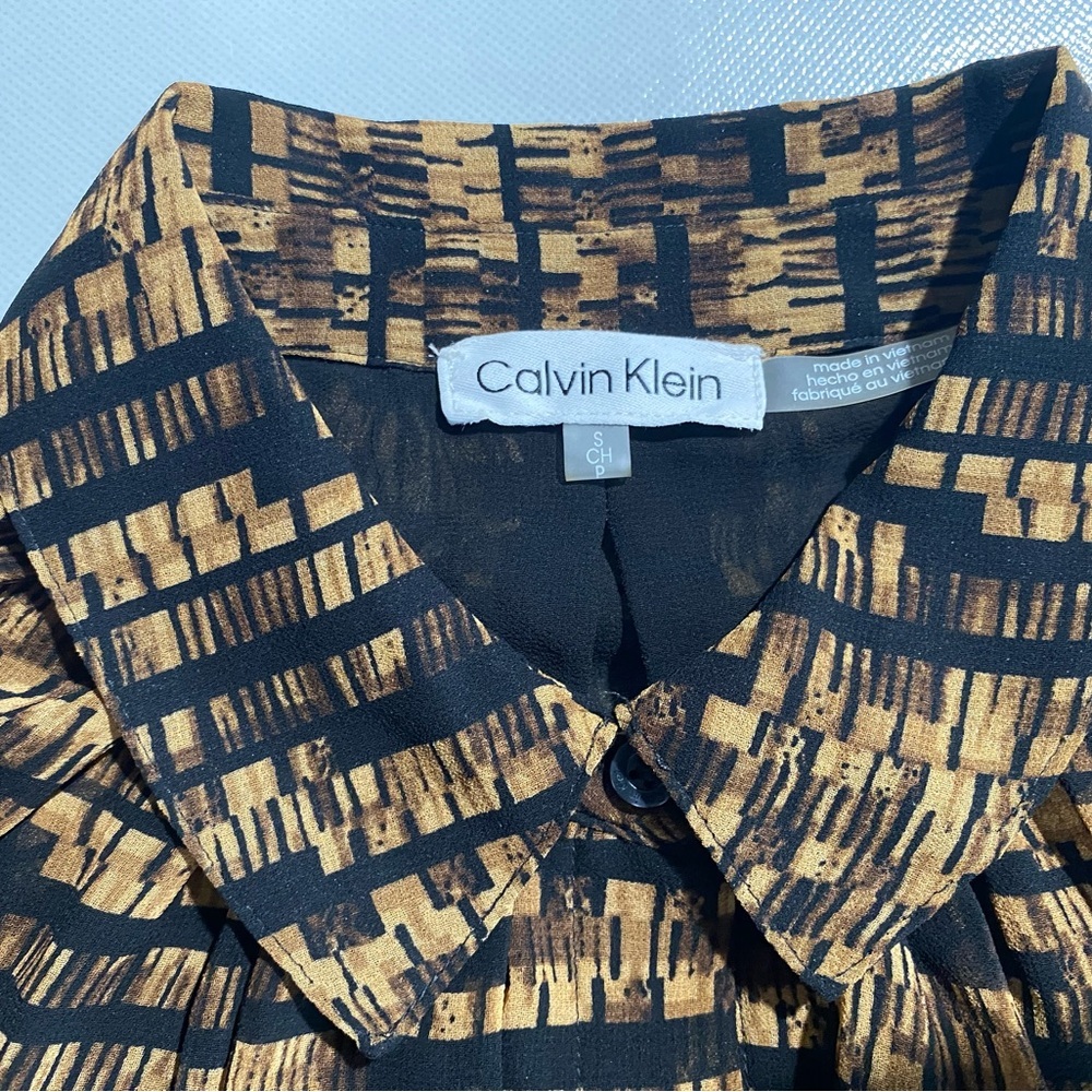 NEW Size S Womens Calvin Klein Long Sleeve Button Down Top Polyester Black - Picture 6 of 12